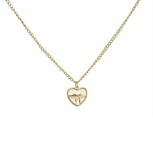 ZXBNVC Elegante weiße Schleifen-Herz-Anhänger-Halskette für Frauen, Perlenkette, schön und vielseitig, die zu jedem Stil getragen werden kann, Einstellbar, Zirkonia ZXBNVC Elegante weiße Schleifen-Herz-Anhänger-Halskette für Frauen, Perlenkette, schön und vielseitig, die zu jedem Stil getragen werden kann, Einstellbar, Zirkonia von ZXBNVC