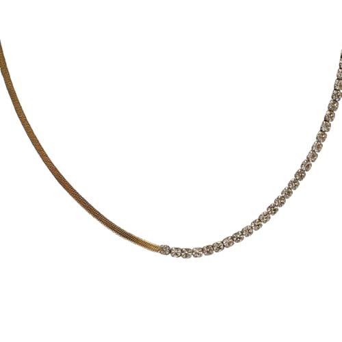 ZXBNVC Elegantes weißes glänzendes Halsband für Damen mit flacher Schlangen-Halskette, modisch für den täglichen Gebrauch von ZXBNVC