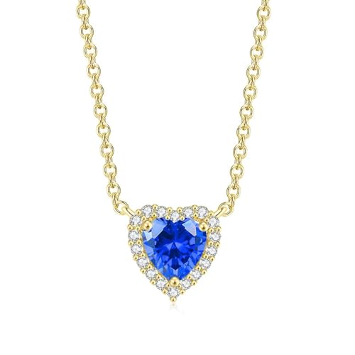 ZXBNVC Glänzende mehrfarbige Damen-Halskette mit Herzanhänger, romantisch, Hochzeit, trendiger Schmuck, Einstellbar, Zirkonia von ZXBNVC
