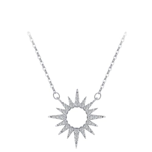 ZXBNVC Glänzende transparente 925 modische Luxus-Sonnenanhänger-Halskette für Damen, klassischer Hochzeitsschmuck von ZXBNVC