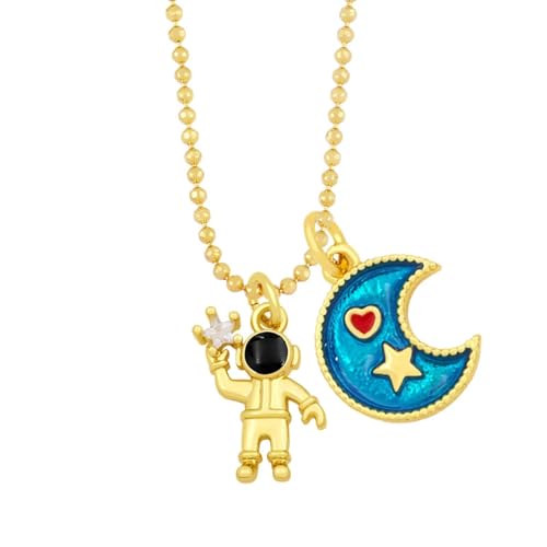 ZXBNVC Halskette mit Mond-Anhänger, niedlicher Schmuck, schöne und vielseitige Halsketten, die zu jedem Stil getragen werden können, Einstellbar, Zirkonia von ZXBNVC