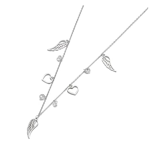 ZXBNVC Halskette mit bunten Flügeln und Herz-Anhänger, für Damen, modische Damen-Halskette, Einstellbar, Zirkonia ZXBNVC Halskette mit bunten Flügeln und Herz-Anhänger, für Damen, modische Damen-Halskette, Einstellbar, Zirkonia von ZXBNVC