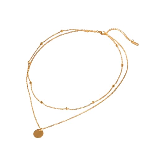 ZXBNVC Halskette mit doppeltem Anhänger, Mini-Perlenkette, Scheibe für Mädchen ZXBNVC Halskette mit doppeltem Anhänger, Mini-Perlenkette, Scheibe für Mädchen von ZXBNVC