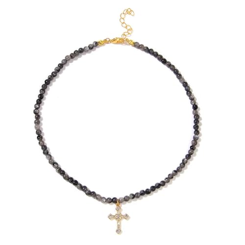 ZXBNVC Halskette mit schwarzem Kreuz-Anhänger, 4 mm, Schmuck für Damen und Herren, Einstellbar, Zirkonia ZXBNVC Halskette mit schwarzem Kreuz-Anhänger, 4 mm, Schmuck für Damen und Herren, Einstellbar, Zirkonia von ZXBNVC