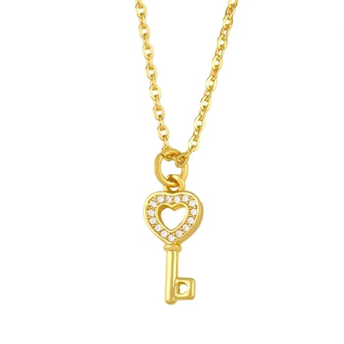 ZXBNVC Kleine Mond-Halskette für Damen, Liebesschlüssel, Blumen-Anhänger, einfacher Schmuck, Einstellbar, Zirkonia ZXBNVC Kleine Mond-Halskette für Damen, Liebesschlüssel, Blumen-Anhänger, einfacher Schmuck, Einstellbar, Zirkonia von ZXBNVC