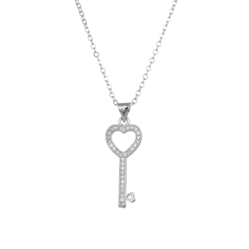 ZXBNVC Kreativer herzförmiger Schlüssel-Anhänger für Damen, Hochzeit, Mode, Pullover, Schlüsselbeinkette, Schmuck, Einstellbar, Zirkonia von ZXBNVC