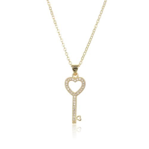 ZXBNVC Kreativer herzförmiger Schlüssel-Anhänger für Damen, Hochzeit, Mode, Pullover, Schlüsselbeinkette, Schmuck, Einstellbar, Zirkonia ZXBNVC Kreativer herzförmiger Schlüssel-Anhänger für Damen, Hochzeit, Mode, Pullover, Schlüsselbeinkette, Schmuck, Einstellbar, Zirkonia von ZXBNVC