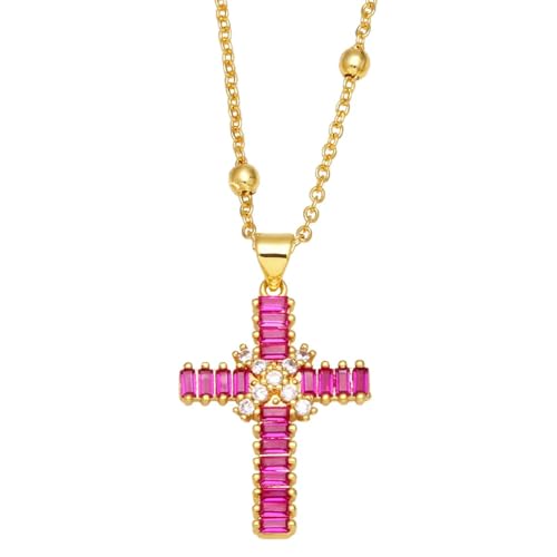 ZXBNVC Mehrfarbige Kreuz-Halskette für Damen, schön und vielseitig, kann zu jedem Stil getragen werden, Einstellbar, Zirkonia von ZXBNVC