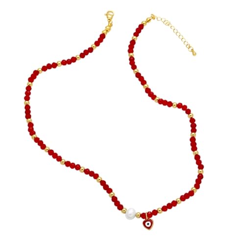 ZXBNVC Mehrfarbige Perlenkette für Damen, Schlüsselbeinschmuck, schöne und vielseitige Halsketten, die gestapelt werden können, Einstellbar, Zirkonia von ZXBNVC