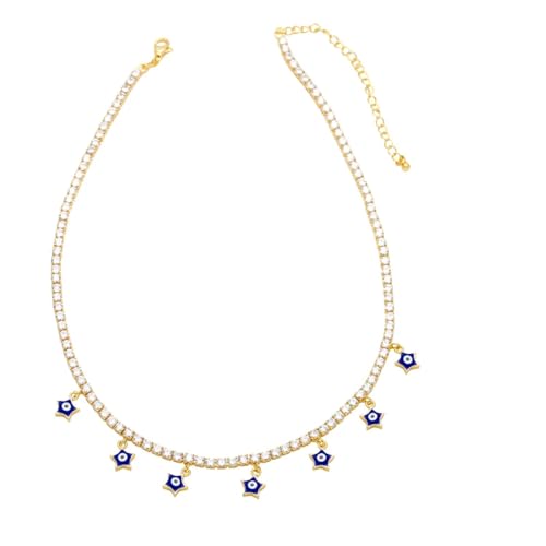ZXBNVC Mehrfarbige Stern-Halskette für Damen, Tenniskette, Choker, schön und vielseitig, kann mit jedem Stil getragen werden, Einstellbar, Zirkonia von ZXBNVC