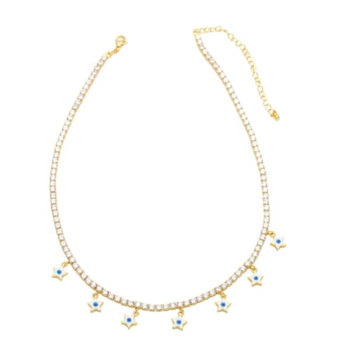 ZXBNVC Mehrfarbige Stern-Halskette für Damen, Tenniskette, Choker, schön und vielseitig, kann mit jedem Stil getragen werden, Einstellbar, Zirkonia ZXBNVC Mehrfarbige Stern-Halskette für Damen, Tenniskette, Choker, schön und vielseitig, kann mit jedem Stil getragen werden, Einstellbar, Zirkonia von ZXBNVC