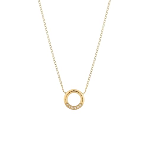 ZXBNVC Modische 925er Mini-Halskette mit rundem Anhänger, für Damen, stapelbar, Schlüsselbein, Hochzeitsschmuck, Einstellbar, Zirkonia von ZXBNVC