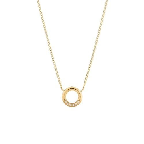 ZXBNVC Modische 925er Mini-Halskette mit rundem Anhänger, für Damen, stapelbar, Schlüsselbein, Hochzeitsschmuck, Einstellbar, Zirkonia von ZXBNVC