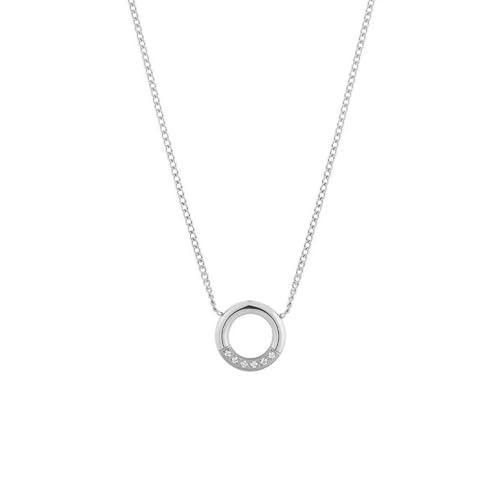 ZXBNVC Modische 925er Mini-Halskette mit rundem Anhänger, für Damen, stapelbar, Schlüsselbein, Hochzeitsschmuck, Einstellbar, Zirkonia von ZXBNVC