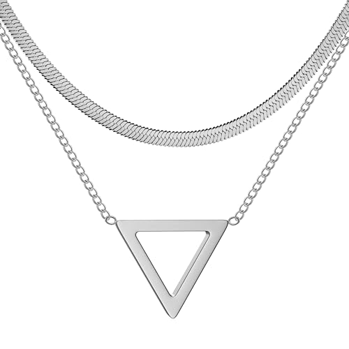 ZXBNVC Modische Dreiecks-Halskette für Herren, doppelte Schlangenkette, Damenschmuck, schön und vielseitig, kann zu jedem Stil getragen werden, Einstellbar, Zirkonia ZXBNVC Modische Dreiecks-Halskette für Herren, doppelte Schlangenkette, Damenschmuck, schön und vielseitig, kann zu jedem Stil getragen werden, Einstellbar, Zirkonia von ZXBNVC