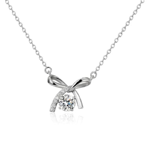 ZXBNVC Modische Halskette mit 925er-Schmuckanhänger, Schleifen-Form, Zubehör, Damen, Hochzeit, Party ZXBNVC Modische Halskette mit 925er-Schmuckanhänger, Schleifen-Form, Zubehör, Damen, Hochzeit, Party von ZXBNVC