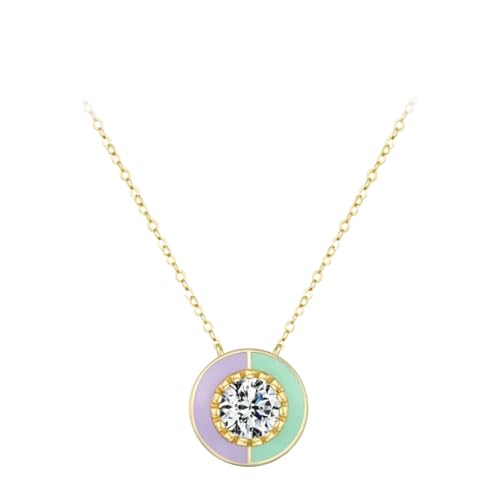 ZXBNVC Modische Halskette mit rundem 925er-Anhänger, schillernd, für Damen, Hochzeit, personalisierter Schmuck von ZXBNVC