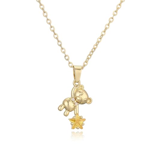 ZXBNVC Modische Halskette mit süßem Bären-Anhänger für Damen und Mädchen, weiß/gelb/rosa, Einstellbar, Zirkonia ZXBNVC Modische Halskette mit süßem Bären-Anhänger für Damen und Mädchen, weiß/gelb/rosa, Einstellbar, Zirkonia von ZXBNVC