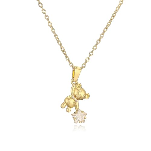 ZXBNVC Modische Halskette mit süßem Bären-Anhänger für Damen und Mädchen, weiß/gelb/rosa, Einstellbar, Zirkonia ZXBNVC Modische Halskette mit süßem Bären-Anhänger für Damen und Mädchen, weiß/gelb/rosa, Einstellbar, Zirkonia von ZXBNVC