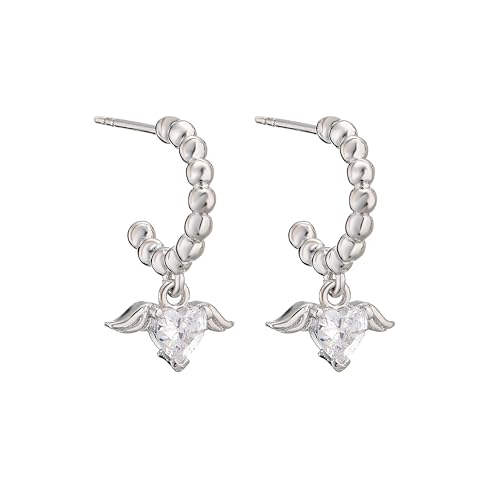 ZXBNVC Niedliche Engelsflügel-Herz-Anhänger, Halskette, Ohrringe, Ring, süßer Damenschmuck, Einstellbar, Cubic Zirkonia von ZXBNVC