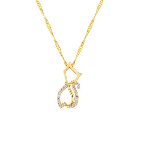ZXBNVC Niedliche Halskette mit Katzenanhänger, modischer und exquisiter Hochzeitsschmuck für Damen, Einstellbar, Zirkonia von ZXBNVC