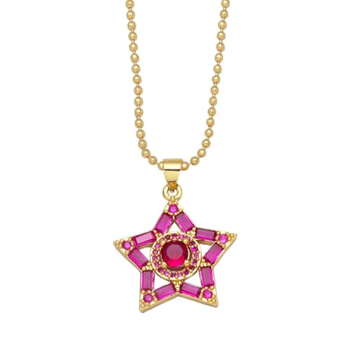 ZXBNVC Perlen-Halskette, mehrfarbiger Stern, Regenbogenschmuck, schön, vielseitig, kann zu jedem Stil getragen werden, Einstellbar, Zirkonia von ZXBNVC