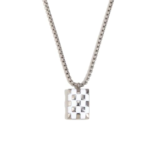 ZXBNVC Quadratische Perlenkette, geometrischer Anhänger, Halskette, Schmuck kann mit einer schönen, vielseitigen, Einstellbar, Zirkonia von ZXBNVC