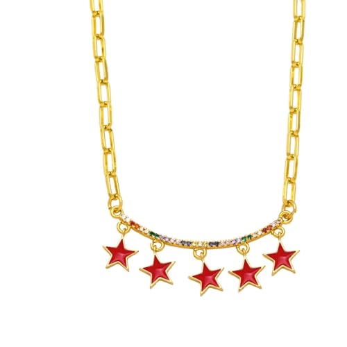 ZXBNVC Regenbogen-Herz-Halskette für Damen, Büroklammer-Kette, schön und vielseitig, die zu jedem Stil getragen werden kann, Einstellbar, Zirkonia von ZXBNVC