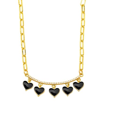 ZXBNVC Regenbogen-Herz-Halskette für Damen, Büroklammer-Kette, schön und vielseitig, die zu jedem Stil getragen werden kann, Einstellbar, Zirkonia von ZXBNVC