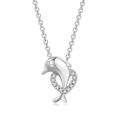 ZXBNVC Romantische Herzform Delfin-Anhänger Halskette für Damen, zartes Halsband, Mädchen-Schmuck, Einstellbar, Zirkonia ZXBNVC Romantische Herzform Delfin-Anhänger Halskette für Damen, zartes Halsband, Mädchen-Schmuck, Einstellbar, Zirkonia von ZXBNVC
