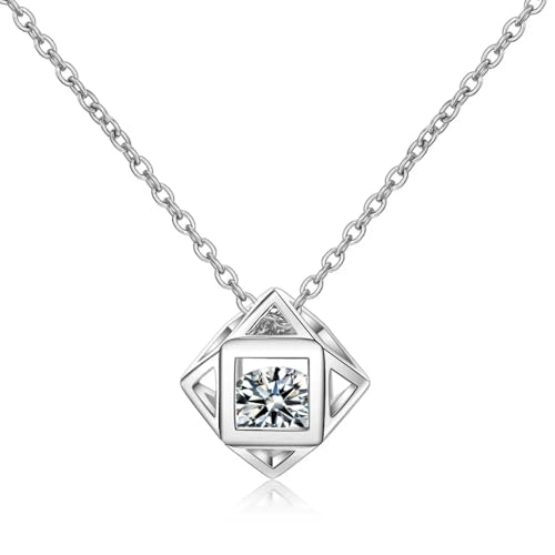 ZXBNVC S925 Damen-Halskette mit Schlüsselbein-Anhänger (40 cm + 3,5 cm), luxuriöser Schmuck von ZXBNVC
