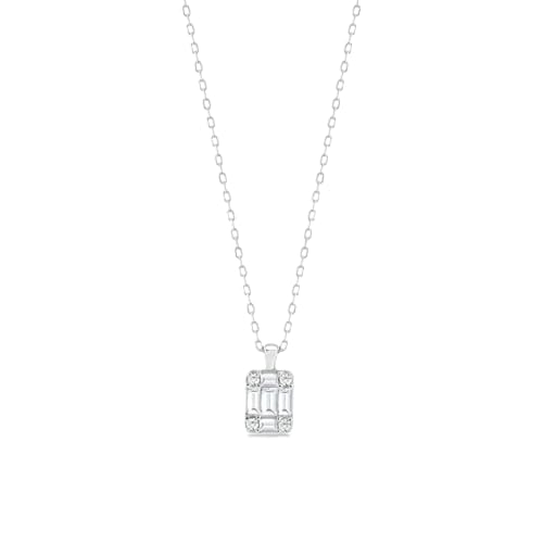 ZXBNVC S925 Quadratischer Anhänger Schlüsselbein-Halskette für Damen, Hochzeitsschmuck, Accessoire, Halsband, Einstellbar, Zirkonia von ZXBNVC