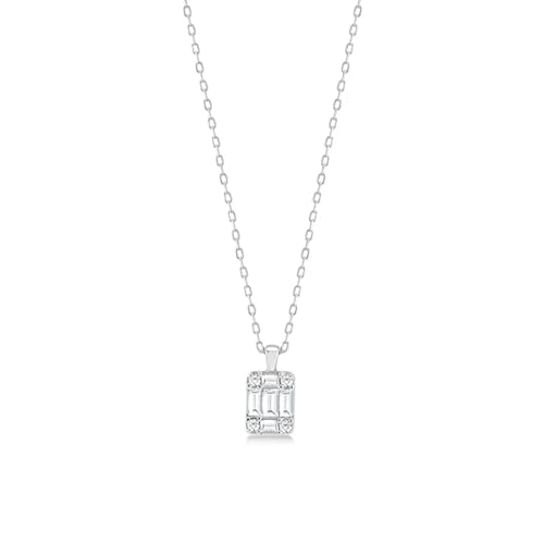ZXBNVC S925 Quadratischer Anhänger Schlüsselbein-Halskette für Damen, Hochzeitsschmuck, Accessoire, Halsband, Einstellbar, Zirkonia von ZXBNVC