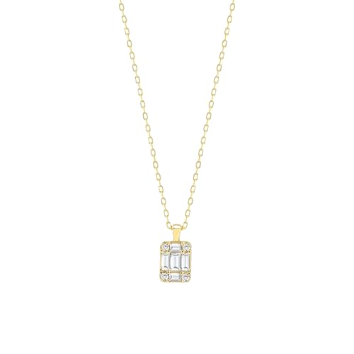 ZXBNVC S925 Quadratischer Anhänger Schlüsselbein-Halskette für Damen, Hochzeitsschmuck, Accessoire, Halsband, Einstellbar, Zirkonia von ZXBNVC