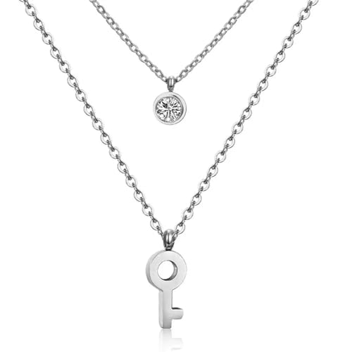 ZXBNVC Schmuckkette, Doppelkette, Schlüsselanhänger, für Damen und Herren, Einstellbar, Zirkonia ZXBNVC Schmuckkette, Doppelkette, Schlüsselanhänger, für Damen und Herren, Einstellbar, Zirkonia von ZXBNVC