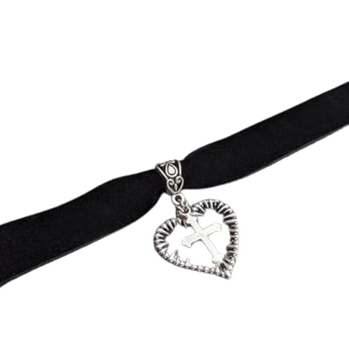 ZXBNVC Trendige Gothic-Kreuz-Herz-Anhänger, Halskette, für Damen und Mädchen, Einstellbar, Zirkonia ZXBNVC Trendige Gothic-Kreuz-Herz-Anhänger, Halskette, für Damen und Mädchen, Einstellbar, Zirkonia von ZXBNVC