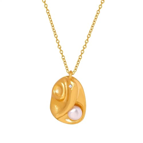 ZXBNVC Unregelmäßiger kleiner Anhänger Halskette im französischen Retro-Stil, eleganter Damen-Schmuck von ZXBNVC