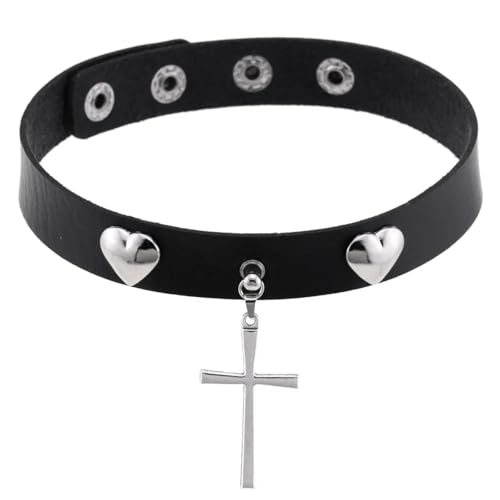 ZXBNVC Verschiedene Arten von Halsketten und Anhängern für Damen und Herren, Punk, Gothic, schwarze Halskette, cooles Halsband, Einstellbar, Zirkonia von ZXBNVC