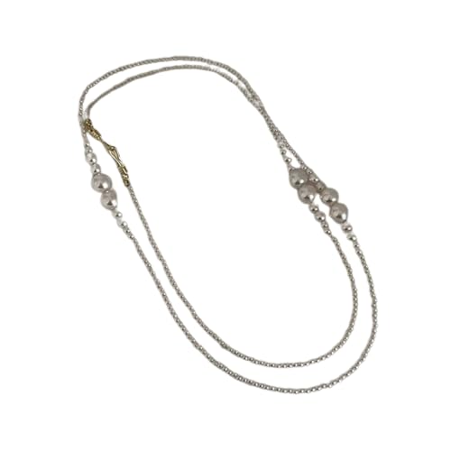 ZXBNVC Vintage-Halskette mit weißen und grauen Perlen für Damen, lange Pulloverkette, kann vielseitig getragen werden, Einstellbar, Zirkonia ZXBNVC Vintage-Halskette mit weißen und grauen Perlen für Damen, lange Pulloverkette, kann vielseitig getragen werden, Einstellbar, Zirkonia von ZXBNVC