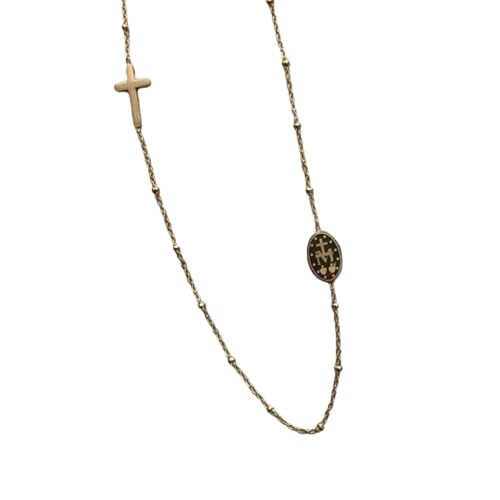 ZXBNVC Vintage Jungfrau Maria ovaler Anhänger Kreuz Schmuck Perlenkette Damen von ZXBNVC