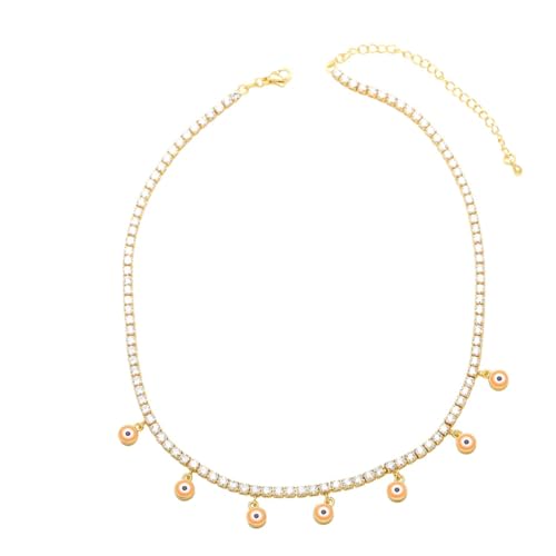 ZXBNVC Zarte transparente Tennis-Halskette für Damen, bunter Perlenschmuck, Einstellbar, Zirkonia von ZXBNVC