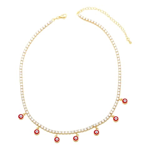 ZXBNVC Zarte transparente Tennis-Halskette für Damen, bunter Perlenschmuck, Einstellbar, Zirkonia von ZXBNVC