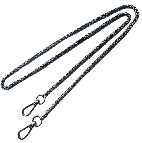 ZXCFGH Austauschbare Taschenkette aus Metall mit gedrehtem Muster – DIY-Schultergurt-Zubehör for Damen, erhältlich in mehreren Farben und Größen, mit Doppelfederschnallen-Design(Black,110cm) von ZXCFGH