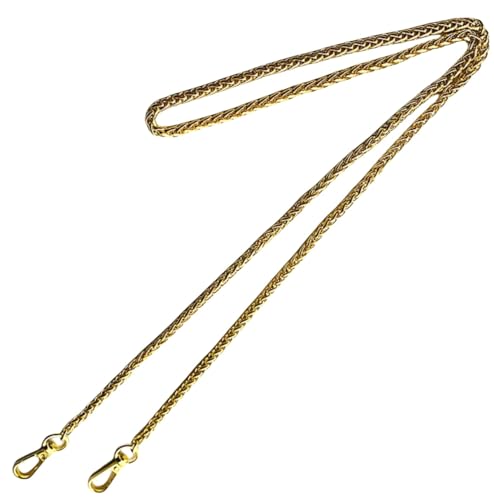 ZXCFGH Austauschbare Taschenkette aus Metall mit gedrehtem Muster – DIY-Schultergurt-Zubehör for Damen, erhältlich in mehreren Farben und Größen, mit Doppelfederschnallen-Design(Gold,140cm) von ZXCFGH
