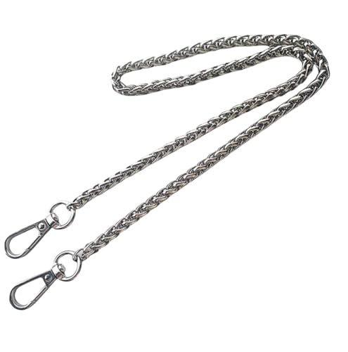 ZXCFGH Austauschbare Taschenkette aus Metall mit gedrehtem Muster – DIY-Schultergurt-Zubehör for Damen, erhältlich in mehreren Farben und Größen, mit Doppelfederschnallen-Design(Silver,100cm) von ZXCFGH