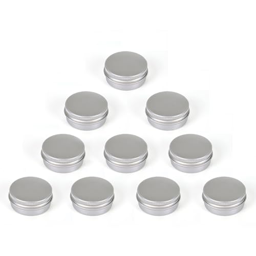 ZXCHOME 10 Stück Aluminium Leer Döschen, Aluminium Dosen, 15 ml Blechdose Cremedosen Reise, Tragbar Kleine Metalldose, für DIY Kerze, Creme, Kosmetik (Silber) von ZXCHOME