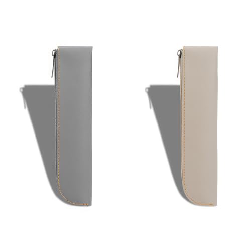 ZXCHOME 2 Stück PU Leder Federmäppchen, schmal, kleines Stiftetui für 4–6 Stifte tragbare Schreibwarentasche Kosmetiktasche minimaler Aufbewahrungstasche mit Reißverschluss von ZXCHOME