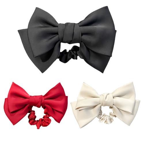 ZXCHOME 3 Stück Haargummi mit Schleife Satin Seide Bowknot Haarschleife Damen Pferdeschwanz Halter Gummibänder Für Frauen und Mädchen Dutt von ZXCHOME