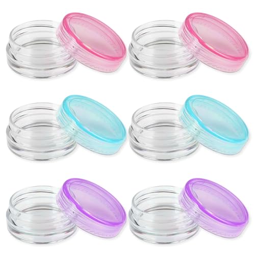 ZXCHOME 6 Stück Döschen, 5ml Plastik Döschen, Leerdose klarer Tiegel, Cremedose Leer Transparent Tiegel，Reise Töpfchen Döschen Set für Mini-Kerzen Kosmetik von ZXCHOME
