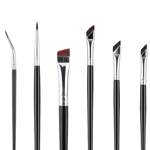 ZXCHOME 6 Stück Eyeliner Pinsel Set, Lidschatten Pinsel, Pinsel Abgewinkelter Dünn, Professioneller Augenbrauen Pinsel Präzise Make Up Eyebrow Brush für Eyeliner Augenbrauen Kosmeti Anfänger von ZXCHOME